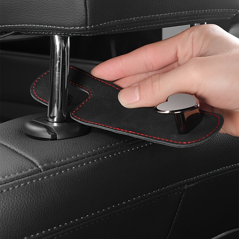 Gancho oculto en la parte trasera del asiento del coche para colgar objetos pequeños, de cuero PU, con almacenamiento en aleación de metal