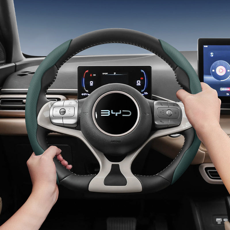 Universal Breathable PU Leather Steering Wheel Cover 2PCS Anti-Slip Durable