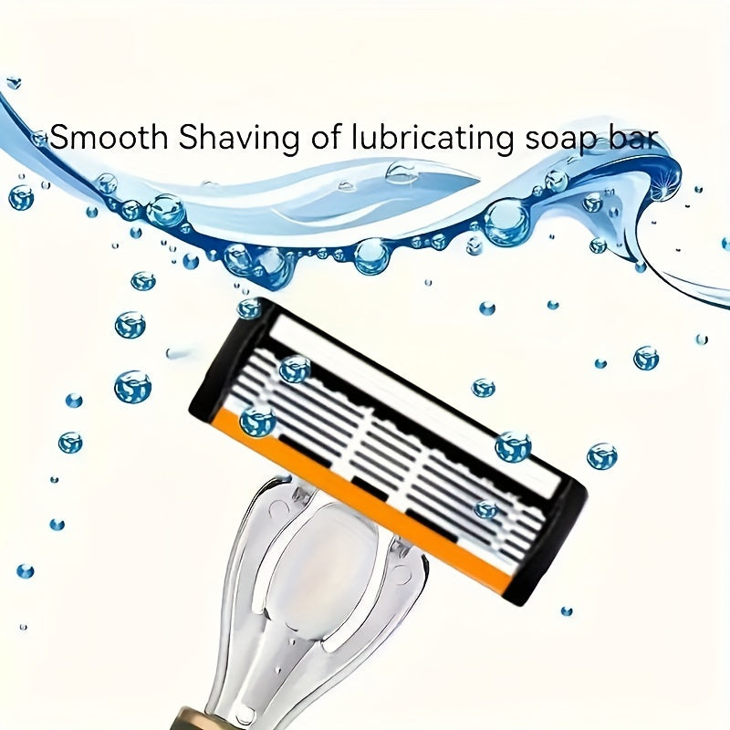 Men's Safety Razor with Curved Blades, Metal Handle for Beard and Mustache Shaving