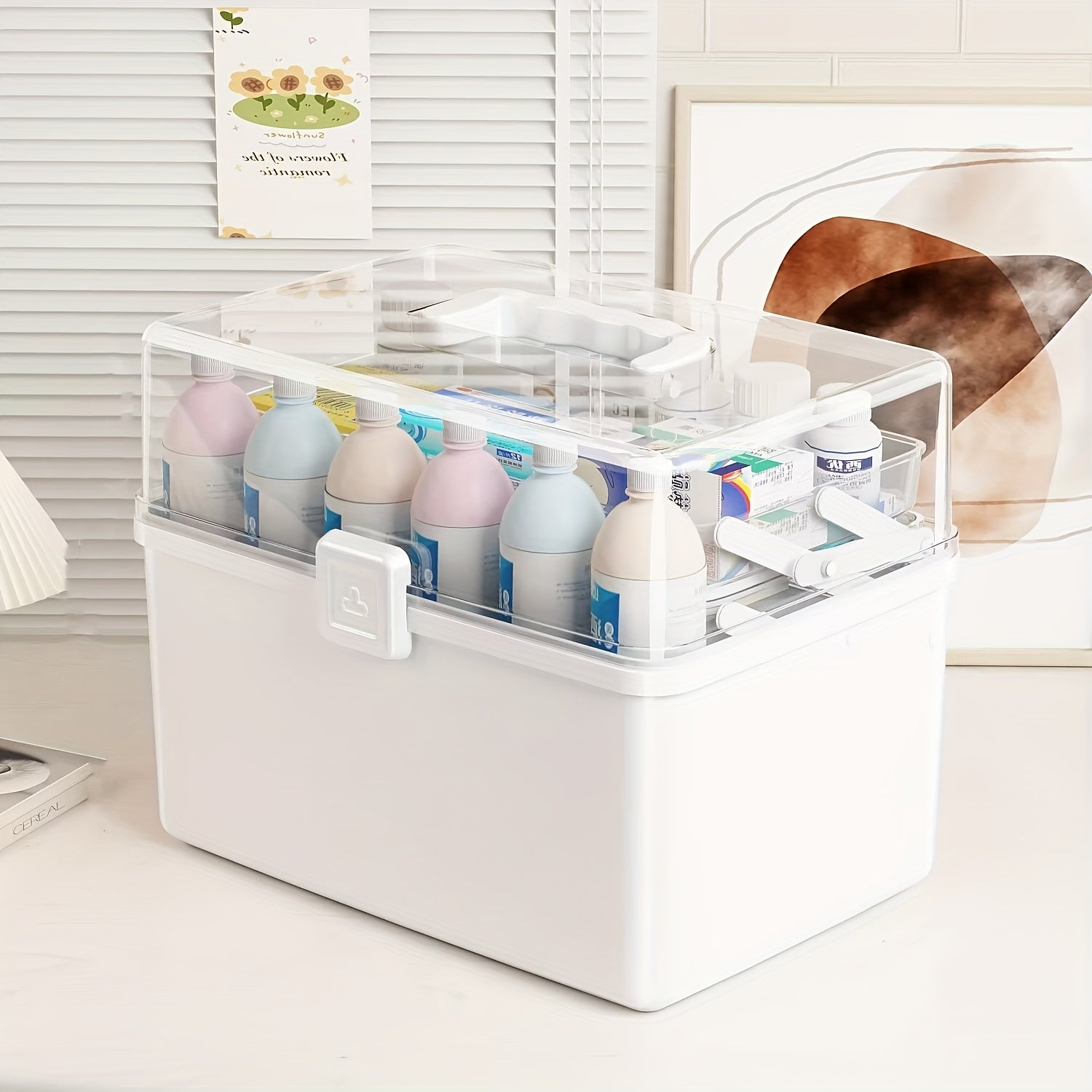 Large Plastic Storage Box with Handles for Cartridges and Bottles