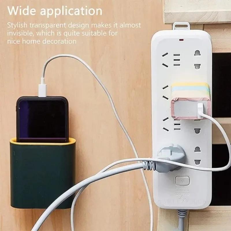 Clear Acrylic Wall Hooks with Strong Adhesive for Kitchen Bathroom Storage Adjustable Socket Holder