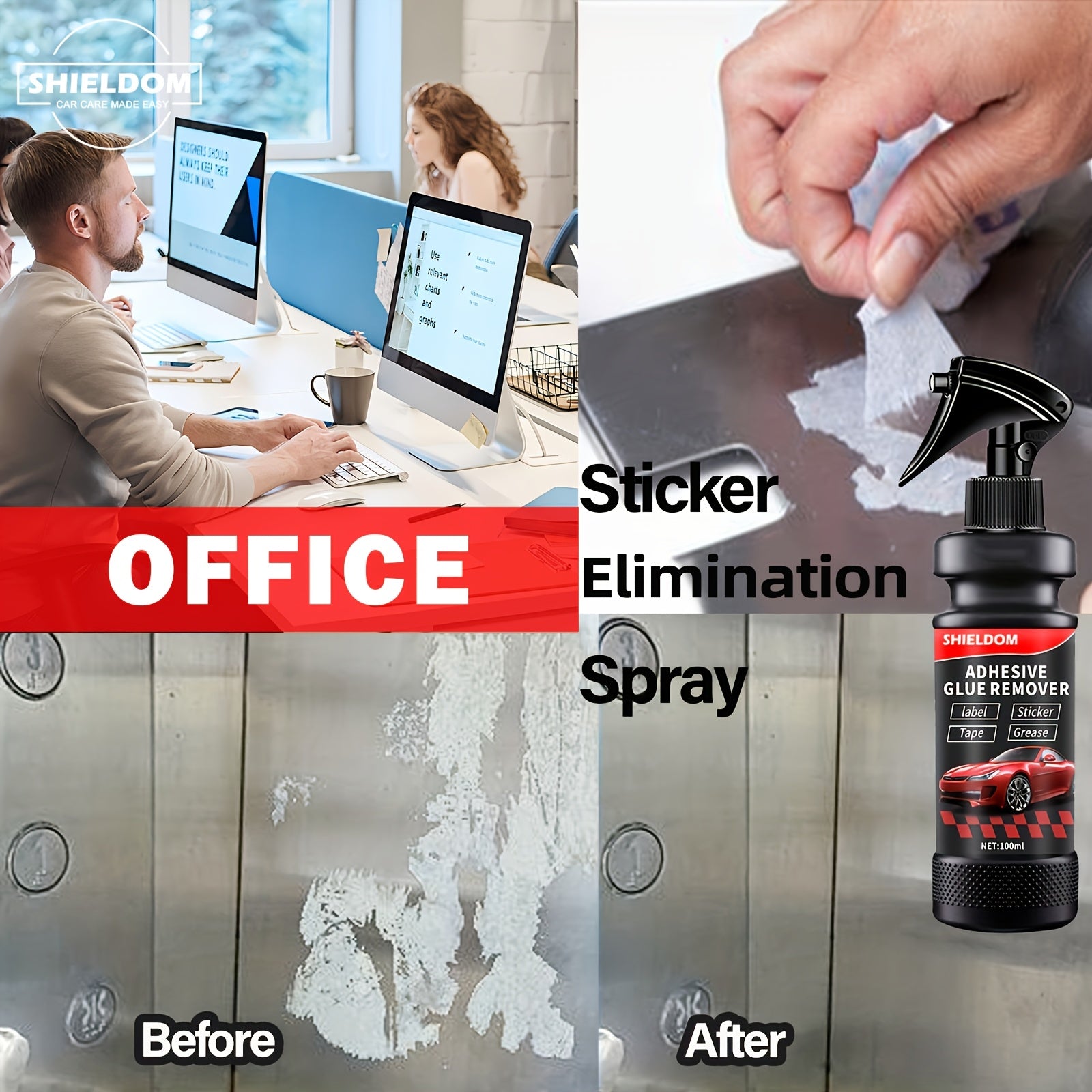 Spray removedor de pegamento para coche para residuos pegajosos y calcomanías | Eliminación fácil de manchas