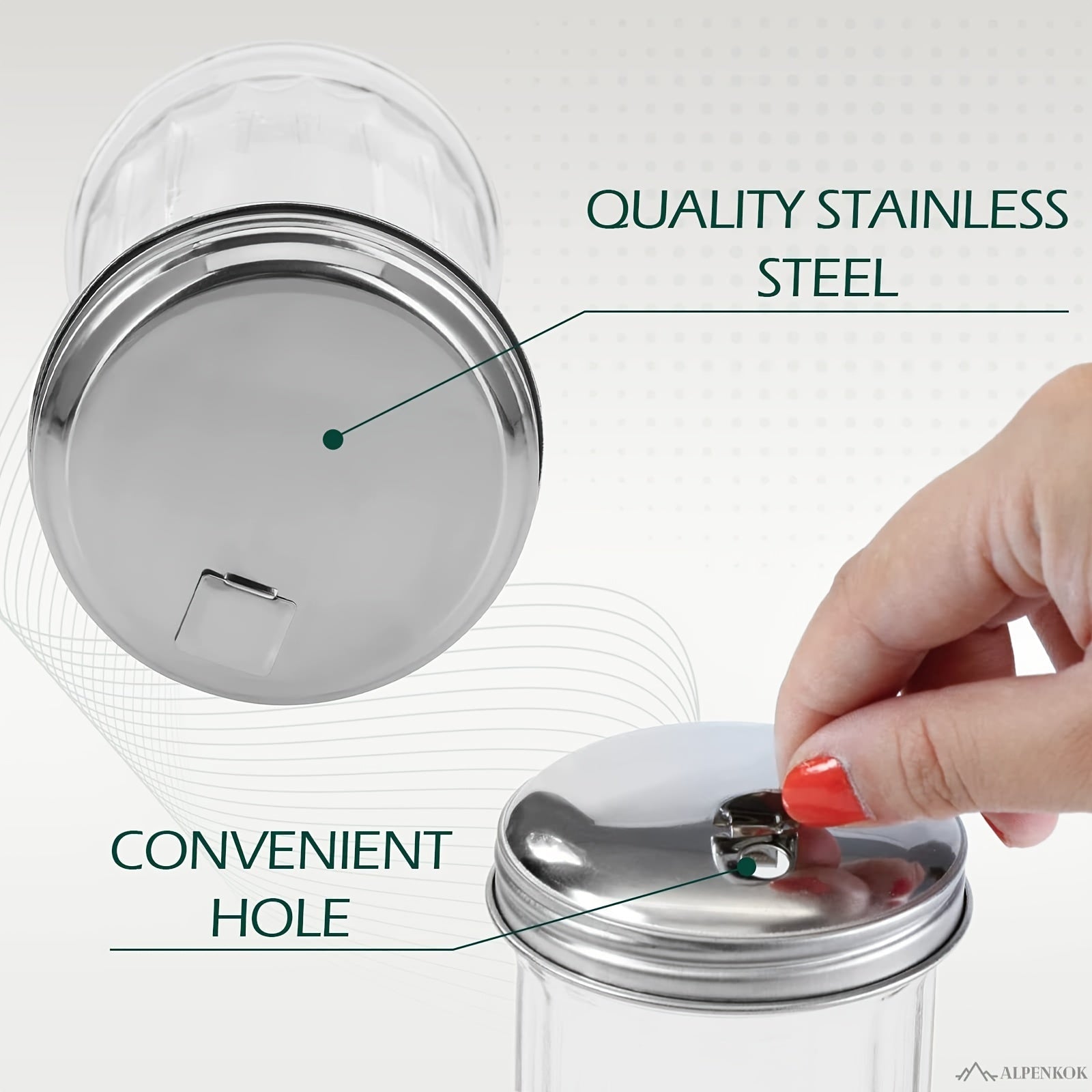 Glass Sugar Dispenser Jar with Lid for Kitchen Coffee Bar Salt Storage