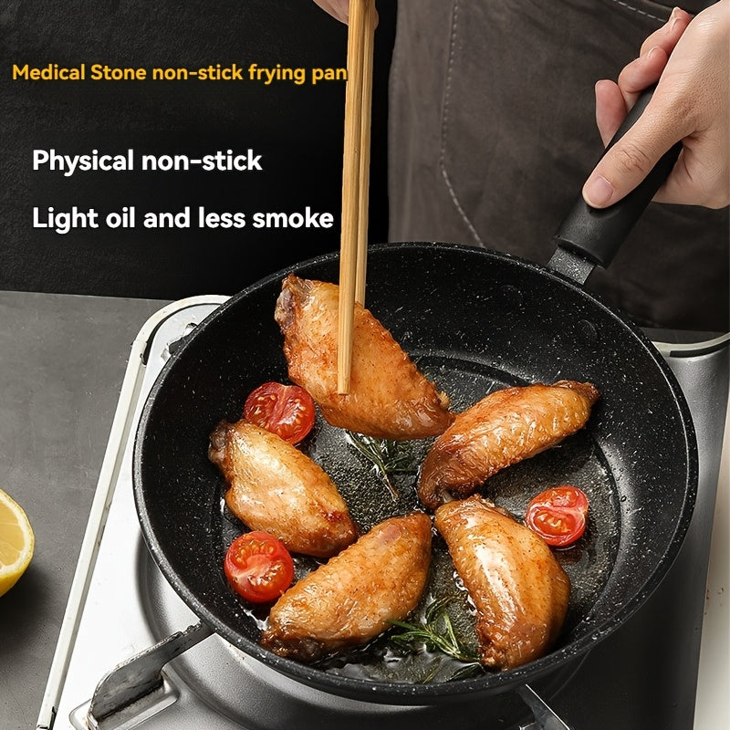 Non-Stick Cast Iron Frying Pan with Marble Coating 23cm Flat Bottom Hand Wash
