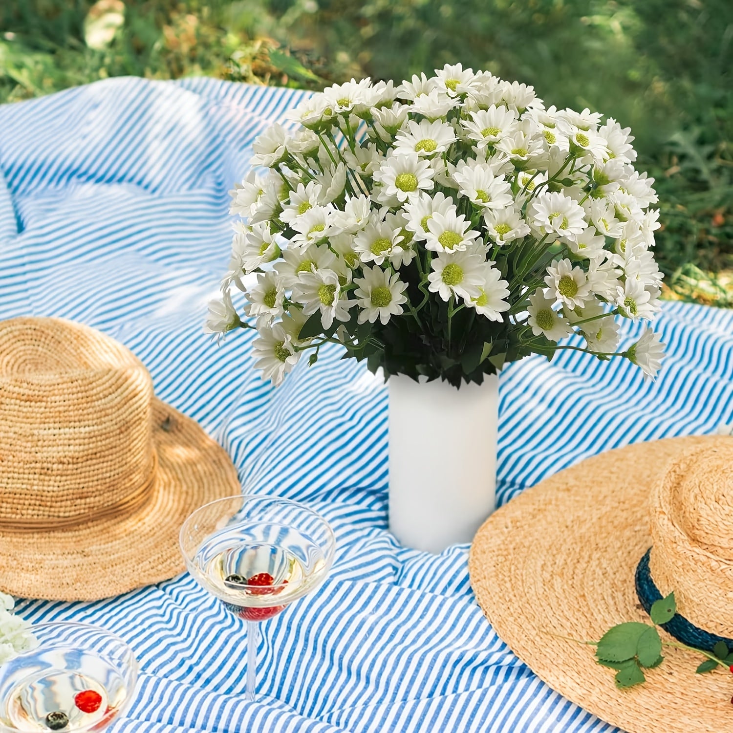 Artificial Plastic Daisy Flowers UV Resistant for Home Decor Tabletop Arrangements Spring Occasions