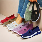 Women's Lightweight Knitted Sneakers with PVC Sole and Fabric Insole All-Season Slip-On