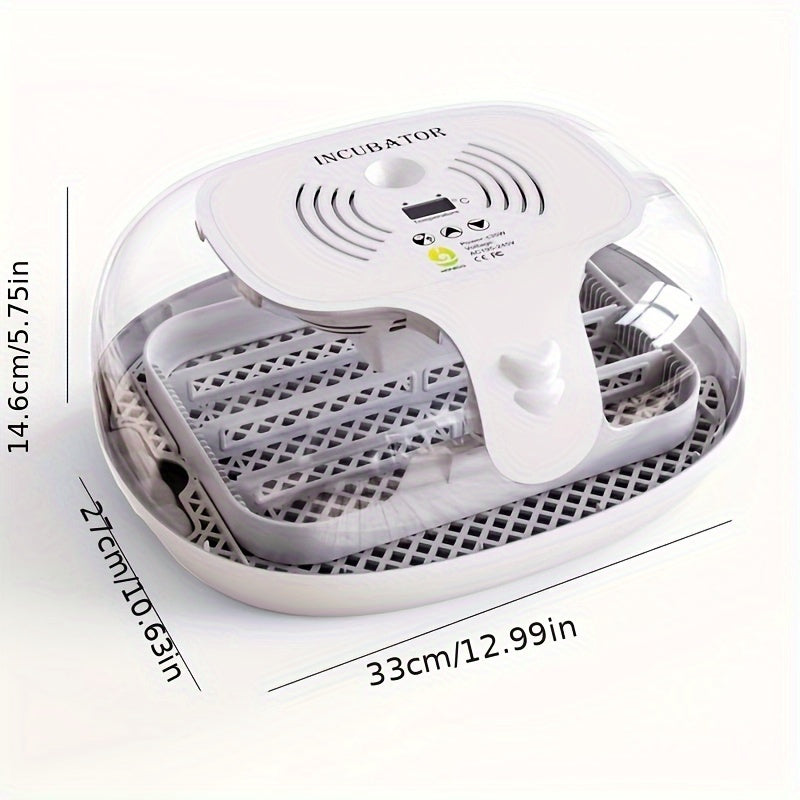 To'liq avtomatik 16 tuxum inkubator, turli xil uy hayvonlari tuxumlarini inkubatsiya qilish uchun aylantirish va namlikni boshqarish bilan.
