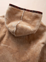 Plus Size Winter Hoodie Fleece-Lined Ethnic Print Long Sleeve Sweatshirt for Women