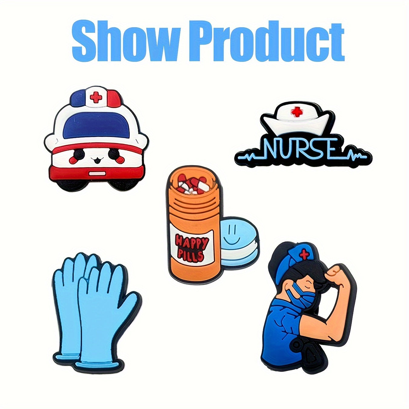 25-to'plam tibbiy poyabzal charm'lari PVC hamshira sog'liqni saqlash ikonlari poyabzal aksessuarlari