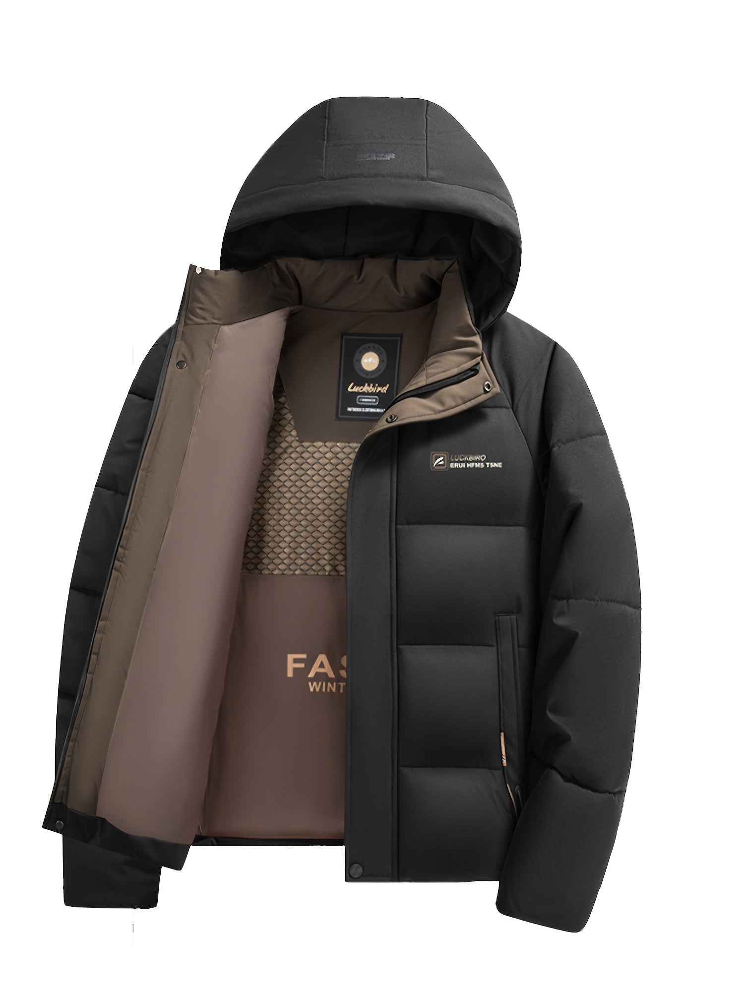 Chaqueta de invierno ligera y transpirable para hombre con capucha y detalle de cremallera