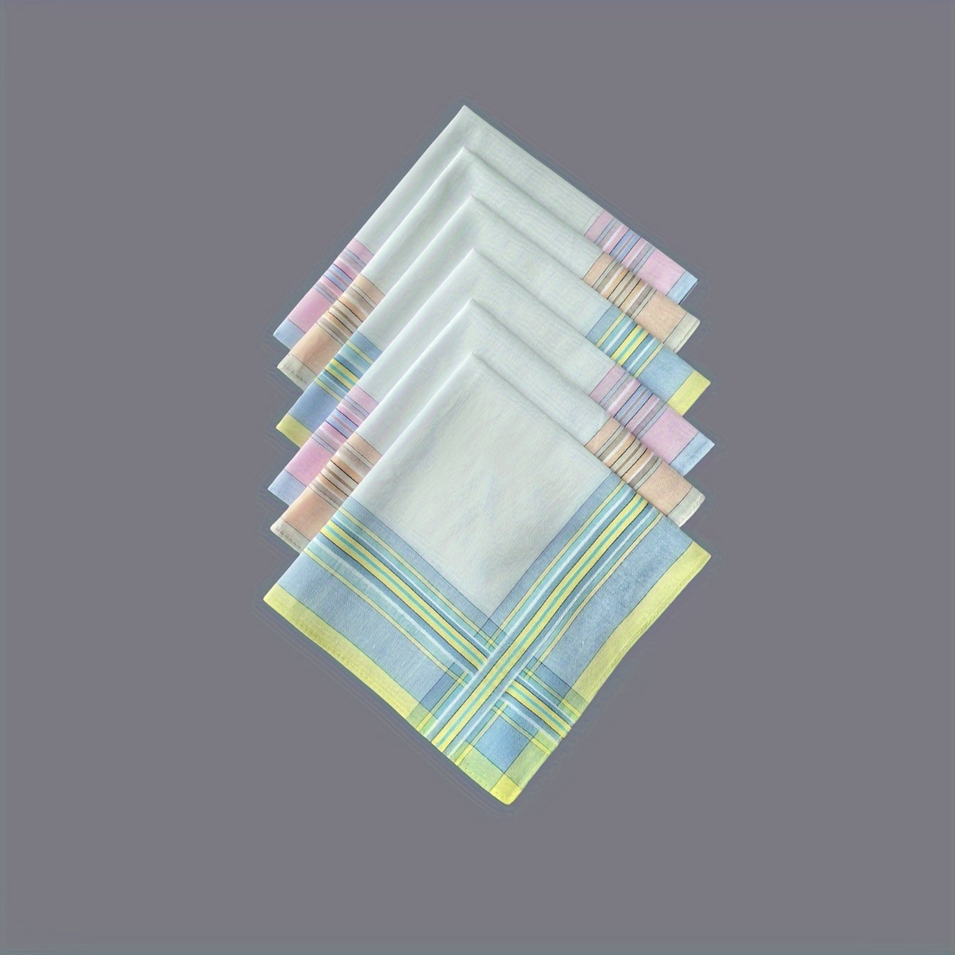Men's Cotton Handkerchiefs 6-Pack Lightweight Striped 28.45cm Soft Absorbent