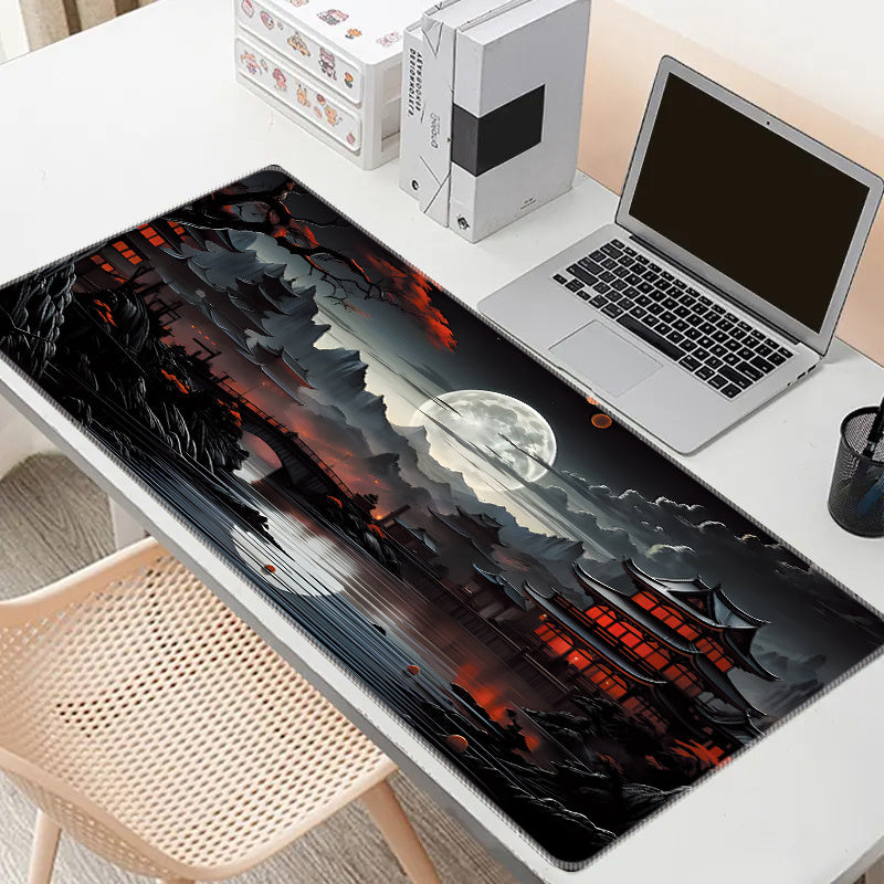 XL Japanese Fantasy Desk Mat Waterproof Non-Slip Large Gaming and Workstation Mouse Pad