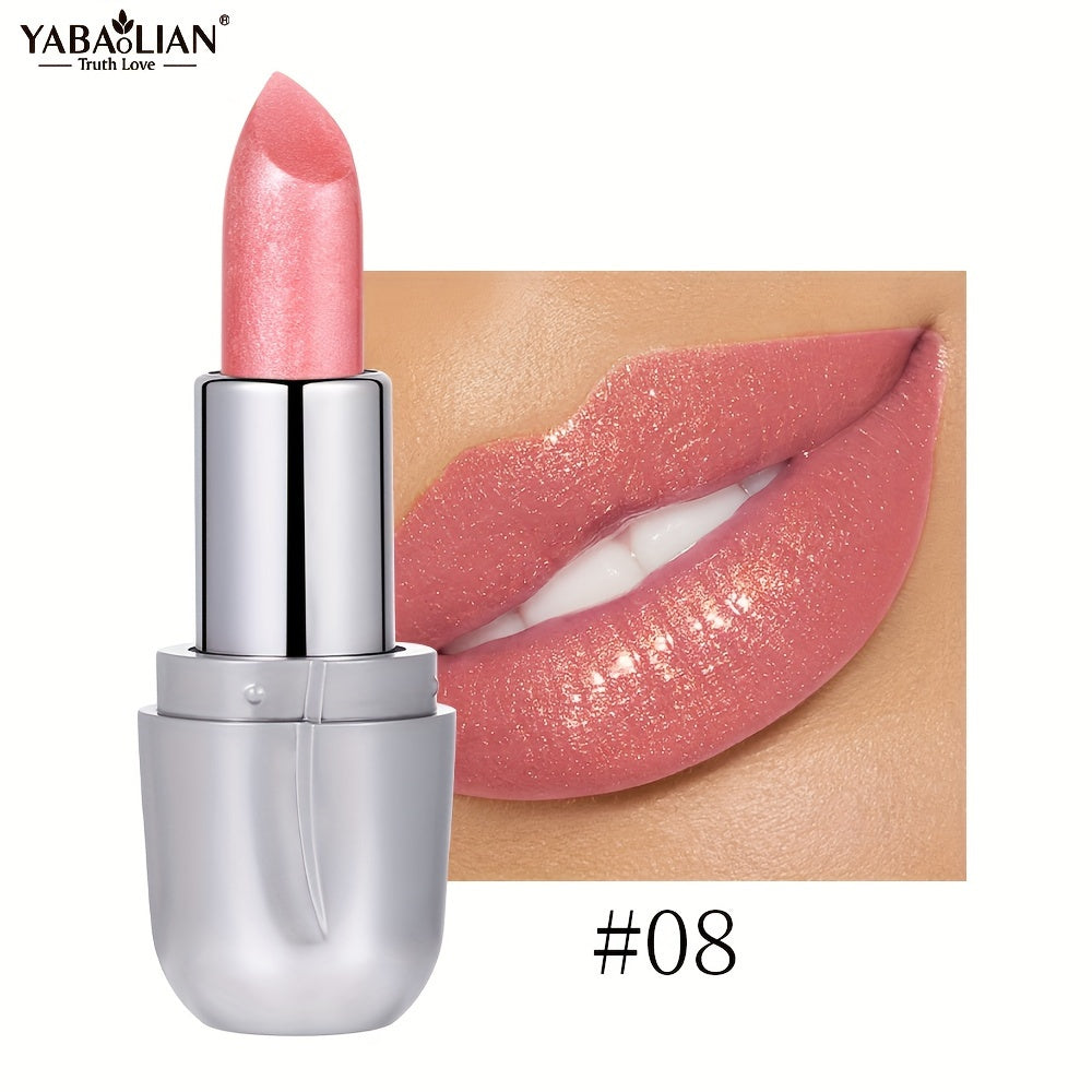 Mujer Barra de Labios Metálica de Larga Duración a Prueba de Agua con Efecto Perlado Naranja Rosa