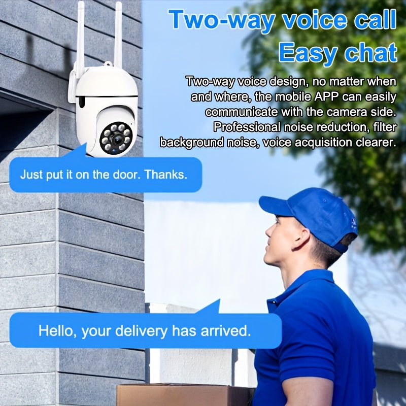 Smart Security Camera 1440P HD WiFi Auto Tracking Night Vision Weatherproof Indoor Safety