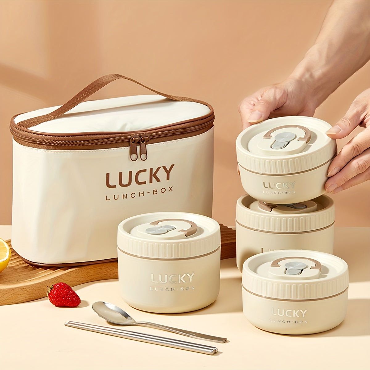 Stainless Steel Lunch Box Leak-Proof Round Bento Container for Meals and Salads