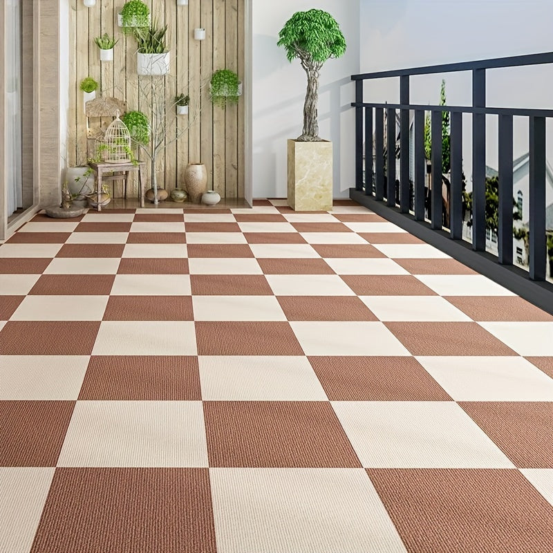 10 ta yopishqoqsiz, suv o'tkazmaydigan kvadrat gilam plitkalar to'plami, 30.48 sm, yashash xonasi, oshxona, ofis uchun