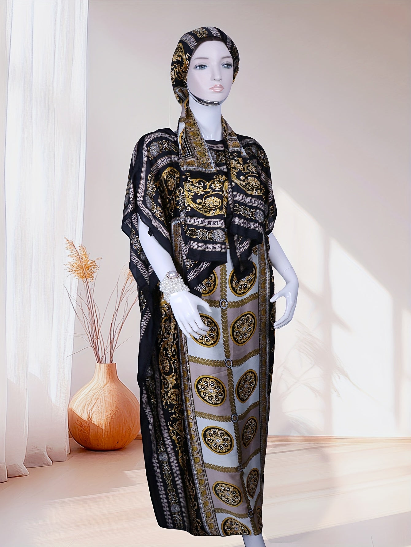 Plus-Size ayollar uchun uzun ro‘ba plyaj kiyimlari bosma yozgi kundalik