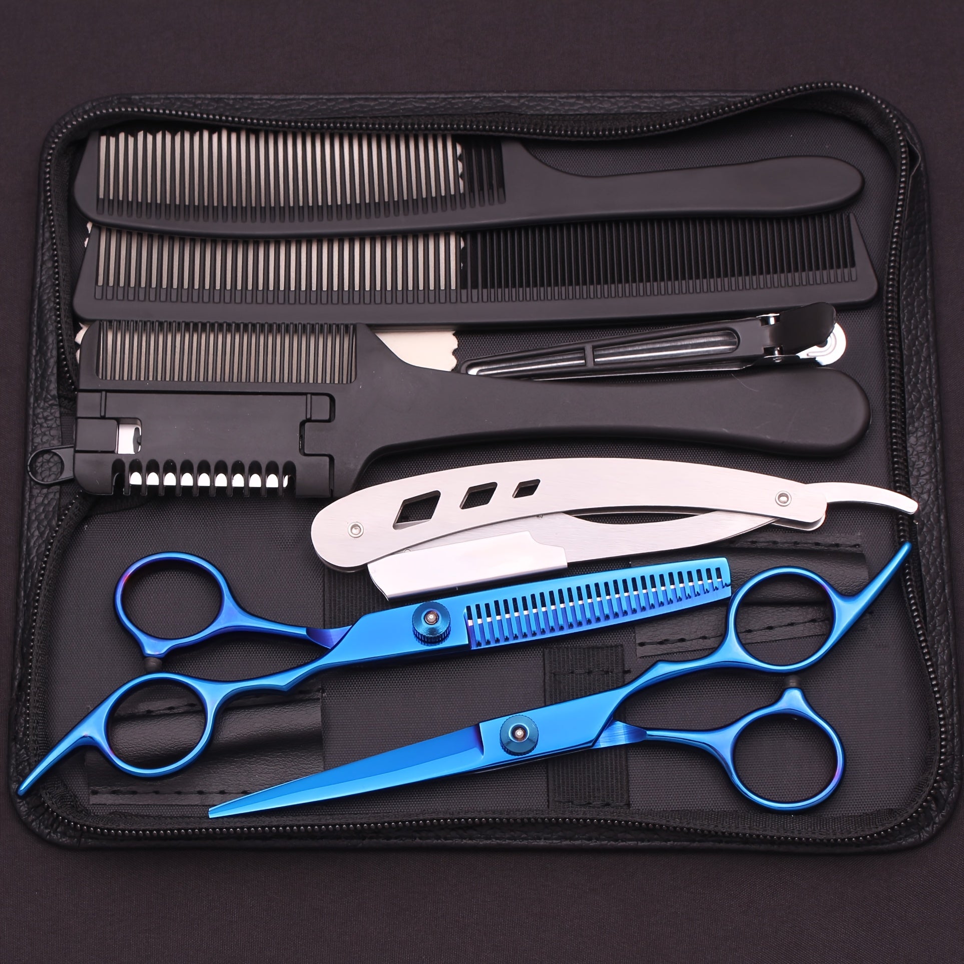 Unisex Hair Cutting Scissors Set with Thinning Shears and Comb for Stylists
