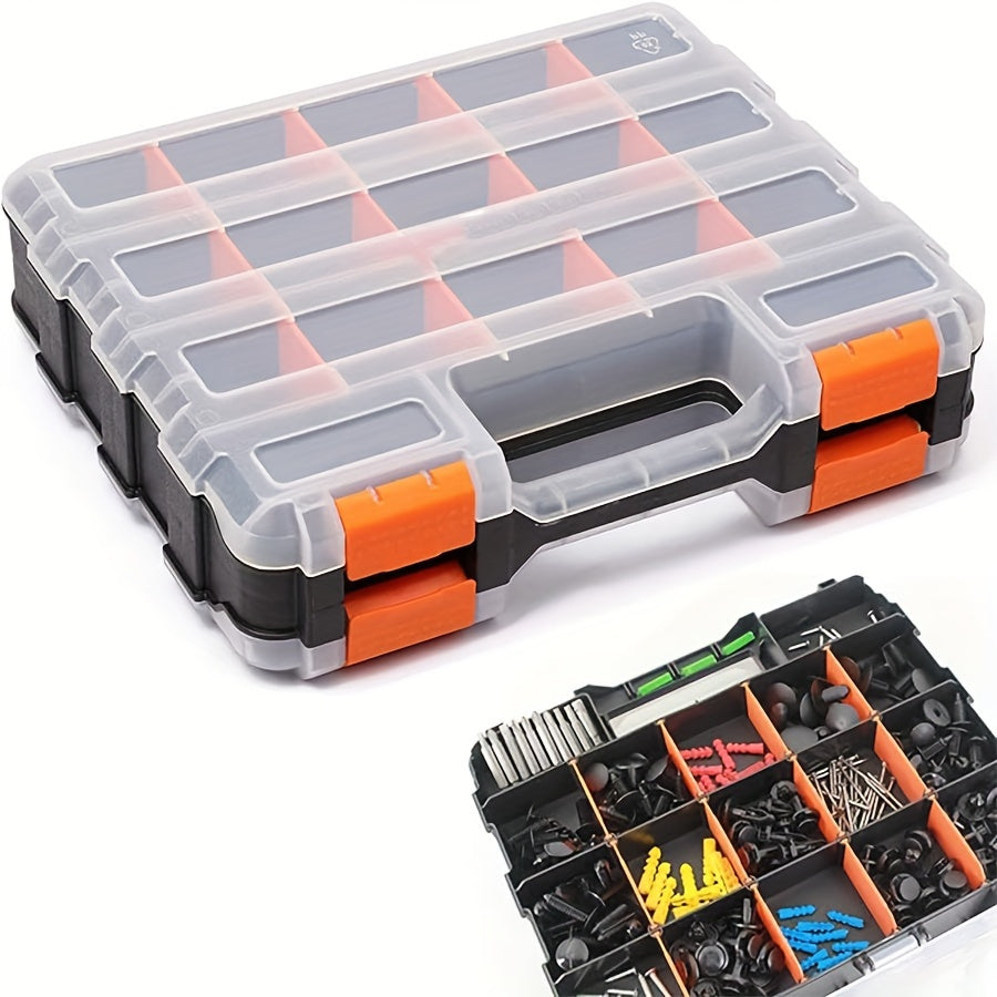 Small Parts Organizer with 34 Compartments Removable Dividers Waterproof Hardware Storage