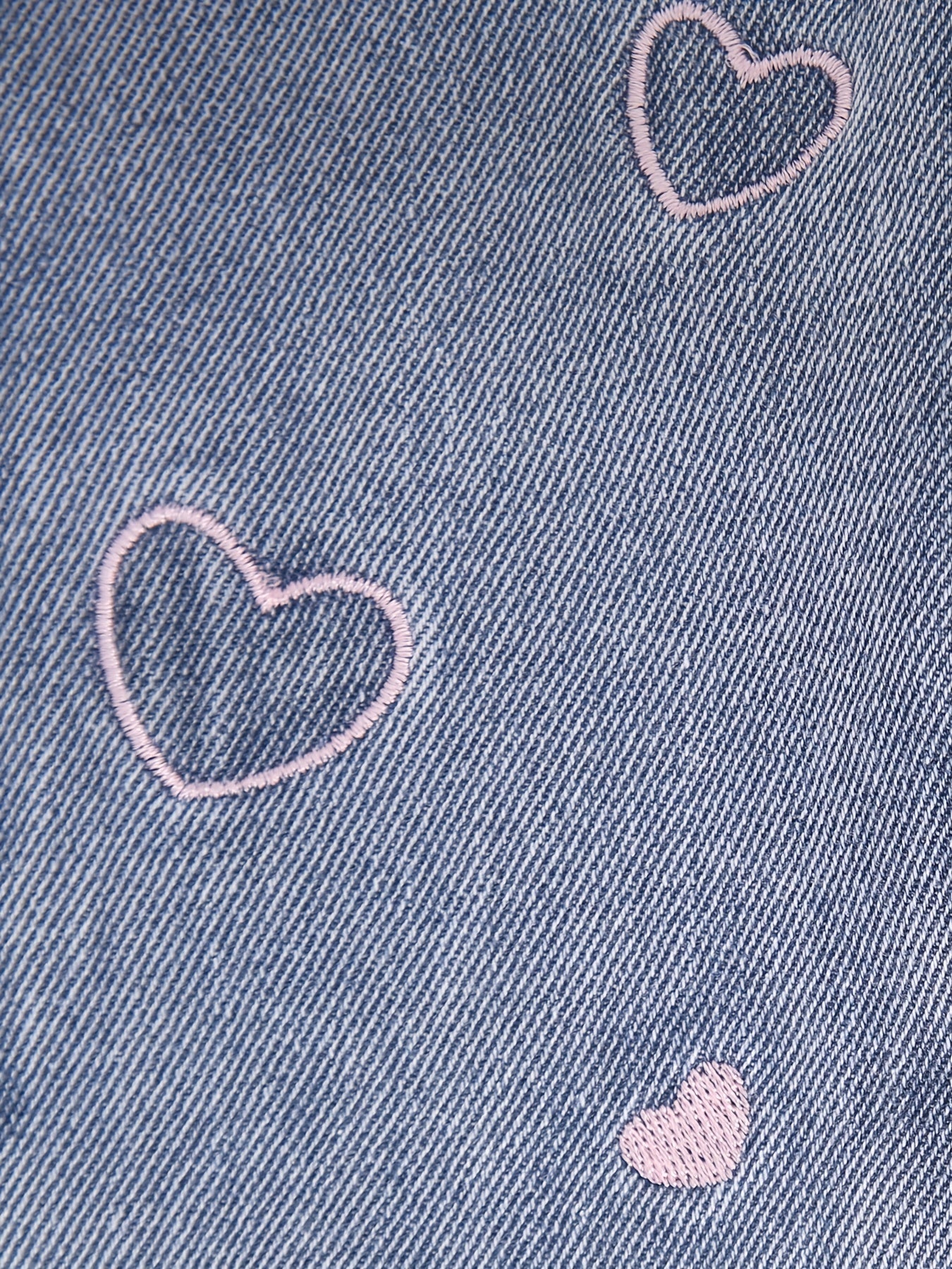 Джинсы для девочек с вышивкой в виде сердца, из смеси вискозы, моющиеся в машине, для весны и осени