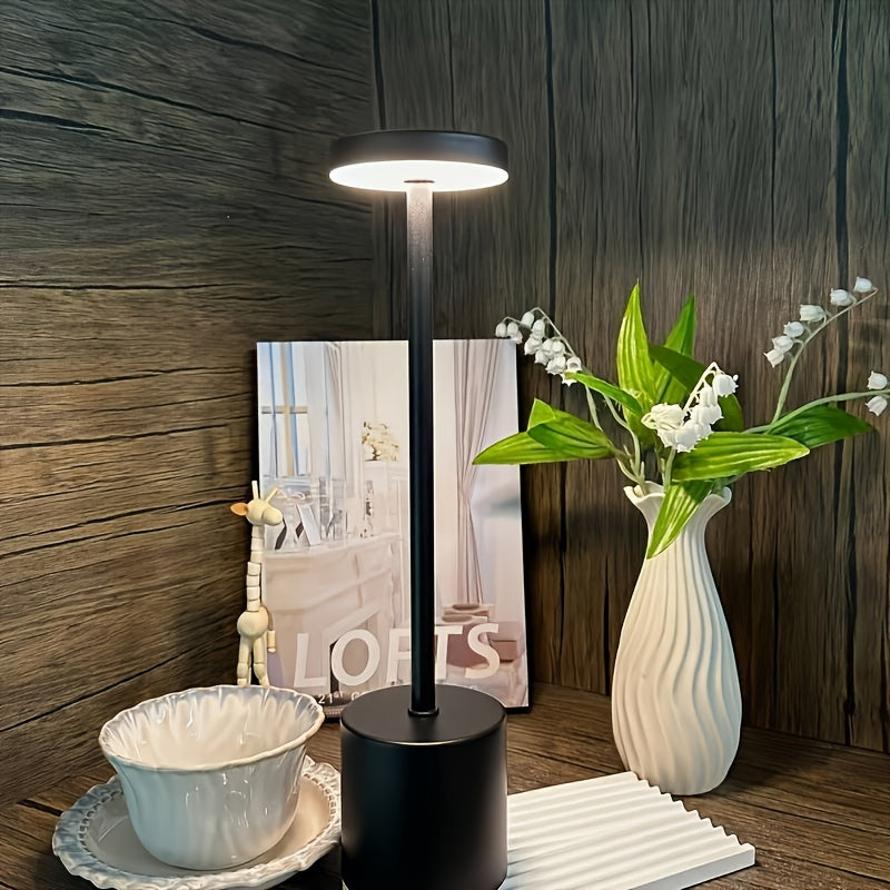 Contemporary Touch Control Table Lamp with Adjustable LED and Rechargeable Night Light in 3 Colors