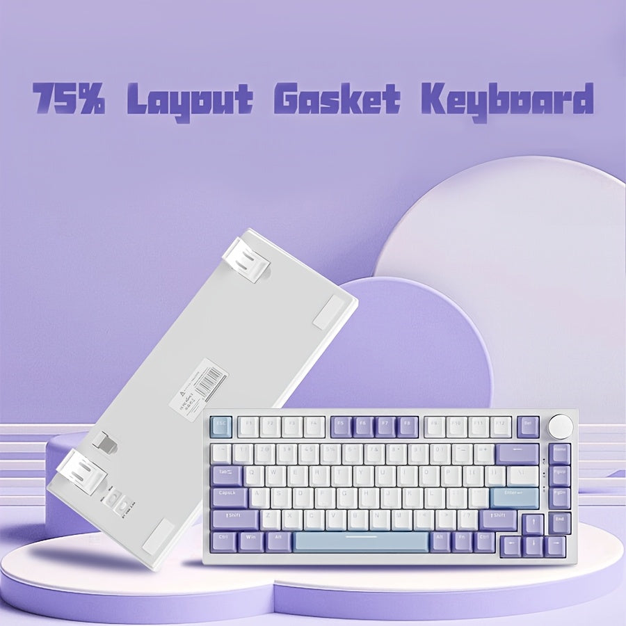 75% Wired Mechanical Gaming Keyboard with Volume Knob RGB Backlit PBT Keycaps Ergonomic USB-C