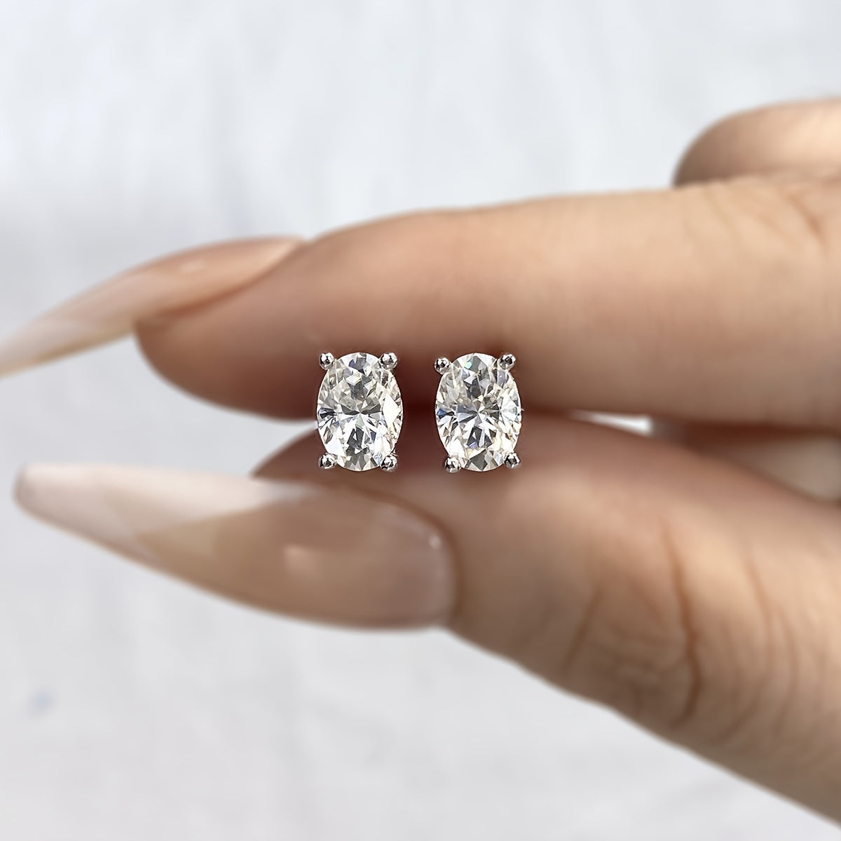Pendientes de Moissanita de 2CT, corte oval, plata de ley, joyería para bodas, fiestas y San Valentín