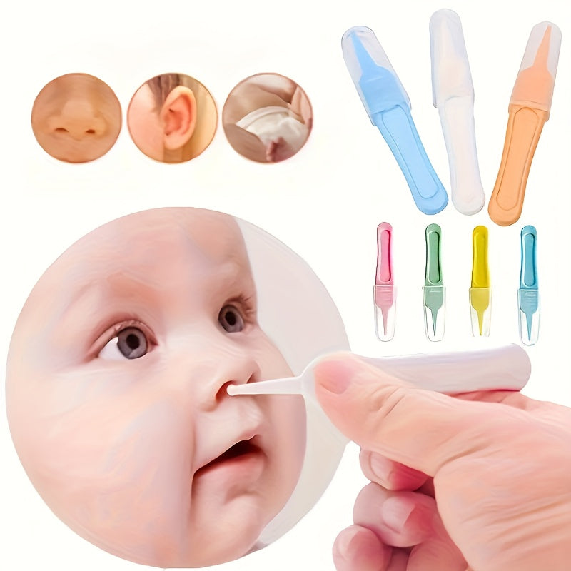 Baby Nasal Aspirator Set with Booger Clip 3 Pieces for Nose Ear Navel Care Pink Blue
