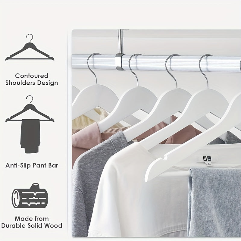 Juego de 10/20 perchas de madera antideslizantes con ranuras para armarios y almacenamiento en armario