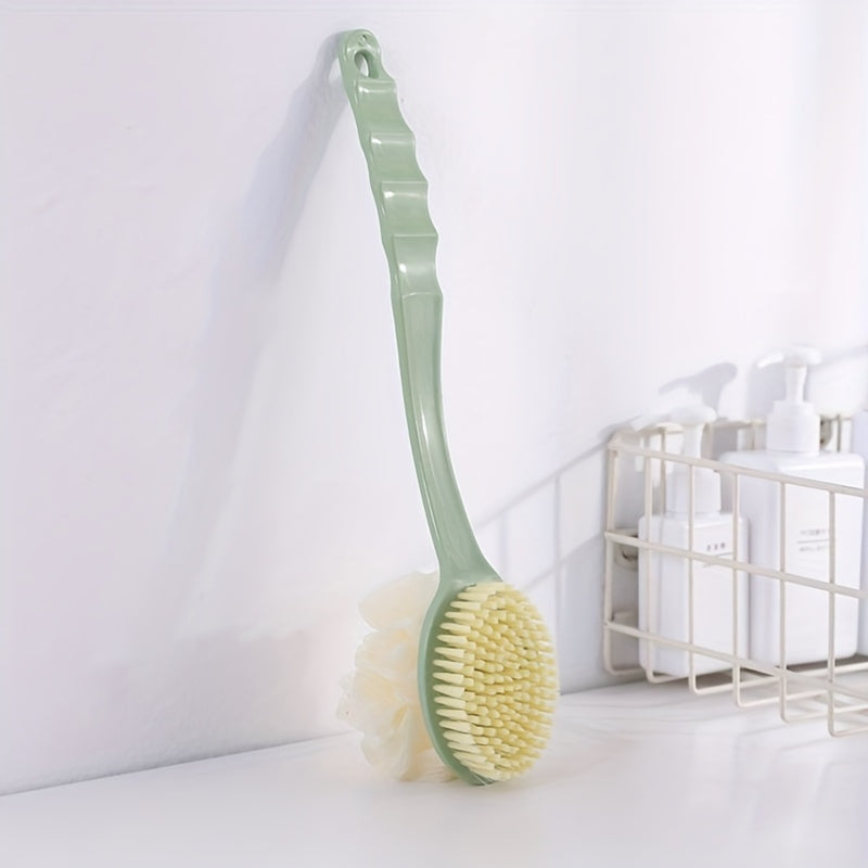 Double-Headed Bath Brush with Soft Loofah for Back Scrubbing Battery-Free Oil-Free