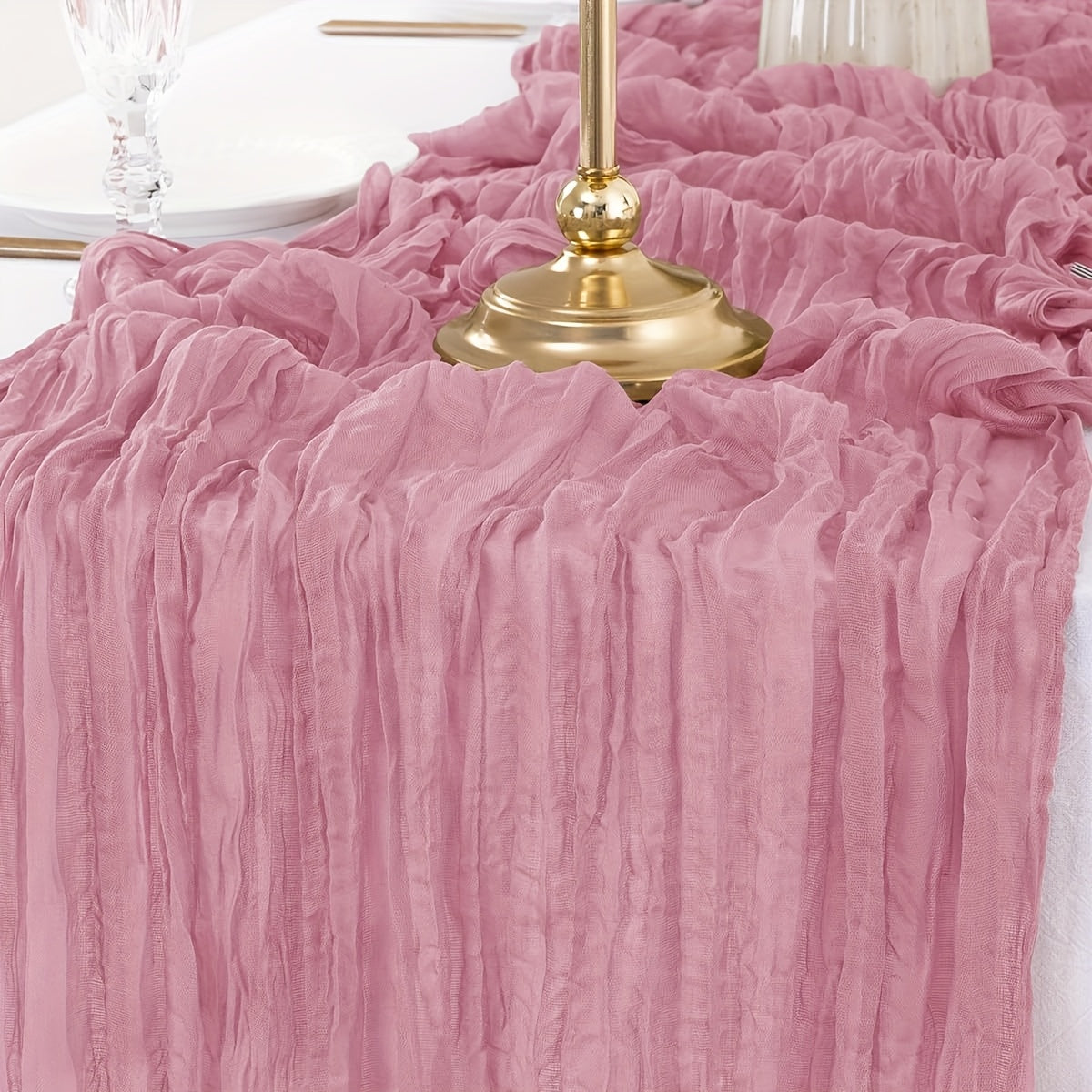 Rustic Polyester Cheese Cloth Table Runner for Outdoor Events and Celebrations