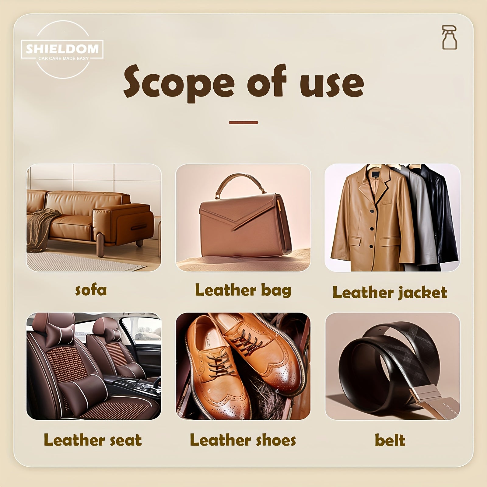 Kit de reparación con spray acondicionador de cuero para muebles, sofá, chaqueta, asientos de coche, 100ml