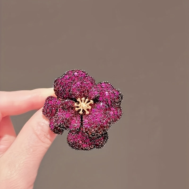 Elegant Flower Brooch Rhinestone Jewelry Christmas Gift for Women