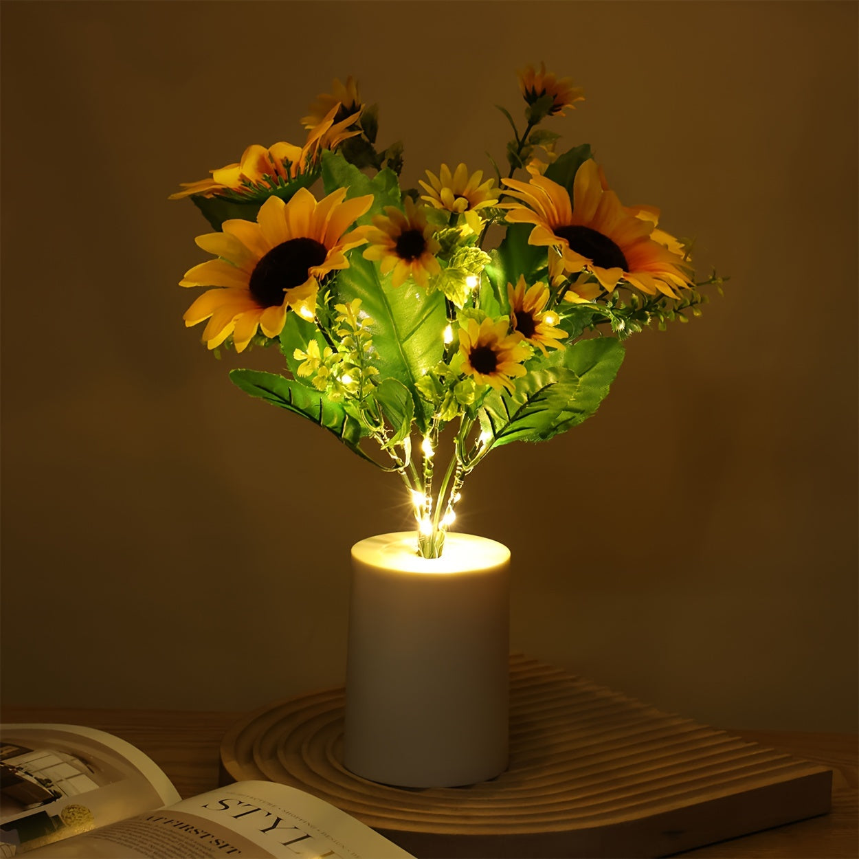 Sunflower Night Light Battery Operated for Living Room Bedroom Decorative Lamp