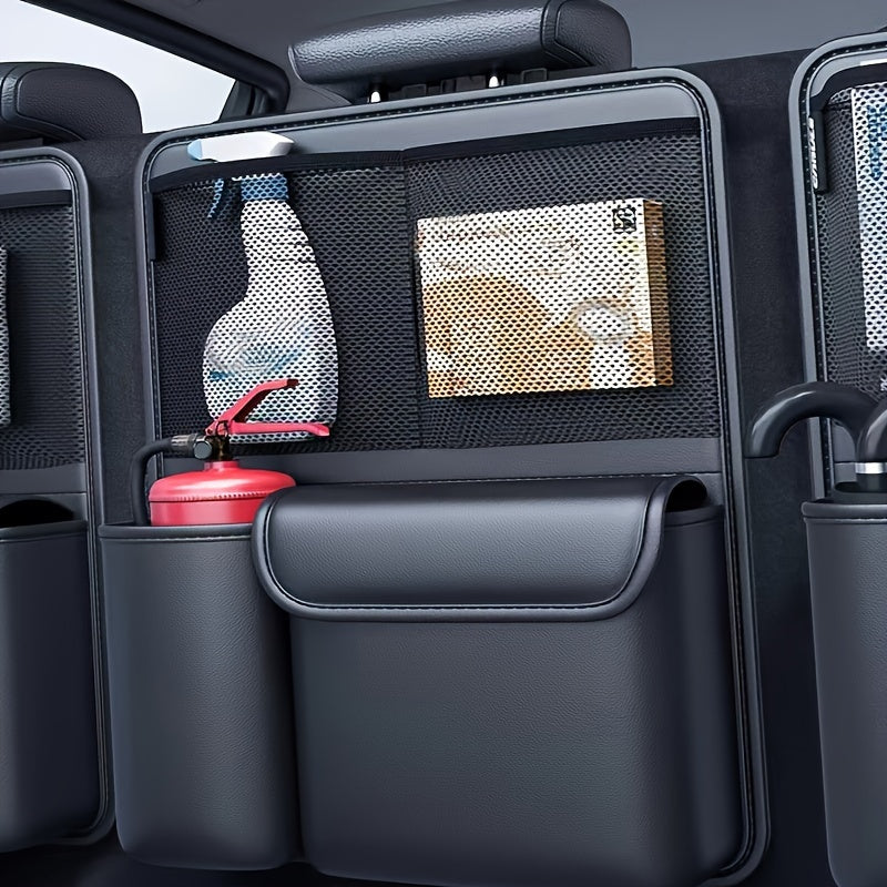 Органайзер для багажника SUV, складной, из PU-кожи, с несколькими отделениями, черный