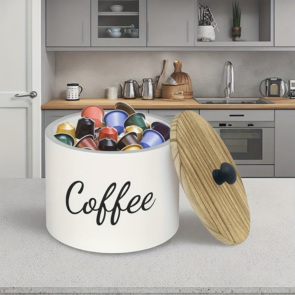 Yog'och qahva podlarini saqlash konteyneri, qopqoq bilan, qahva stantsiyasi uchun tashkilotchi, bardoshli yog'och qahva filtrini saqlash uchun holder