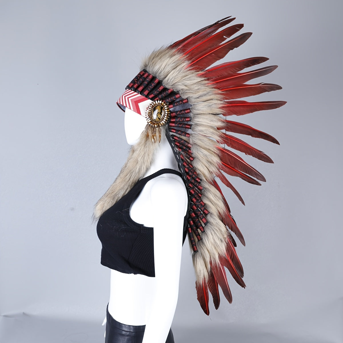 Halloween maskarad sahna chiqishlari va fotosuratlar uchun faux feather sochbog'li taqinchoq