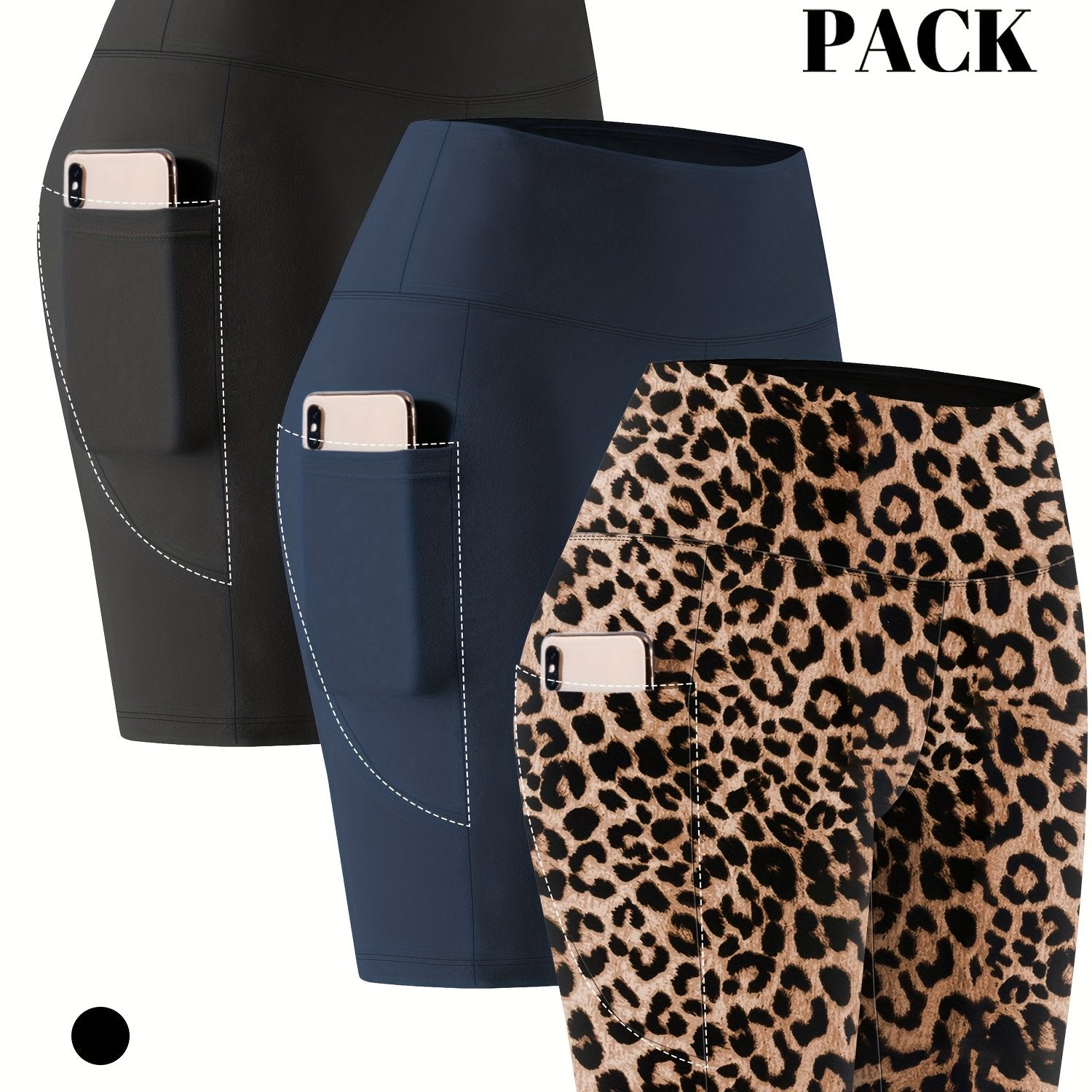 Plus Size Women High Waist Bermuda Shorts with Pockets Satin Knit