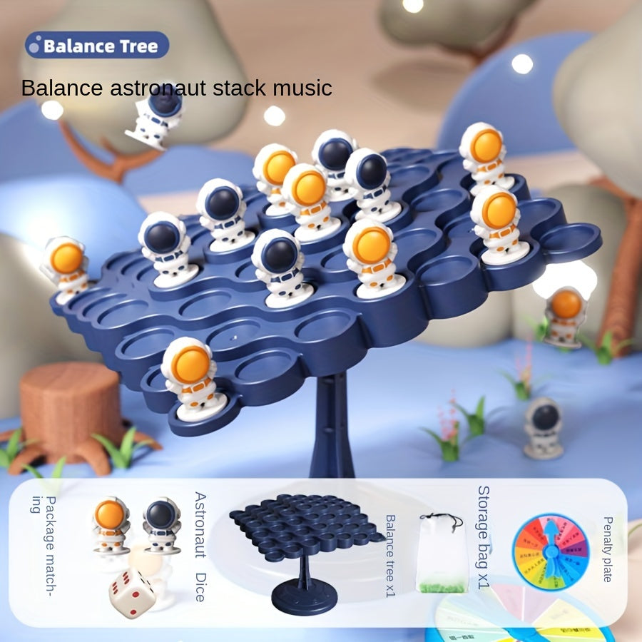 Astronaut Balance Tree Board Game for Kids Ages 3+ with 12 Colorful Spaceman Figures and Multi-Level Challenges