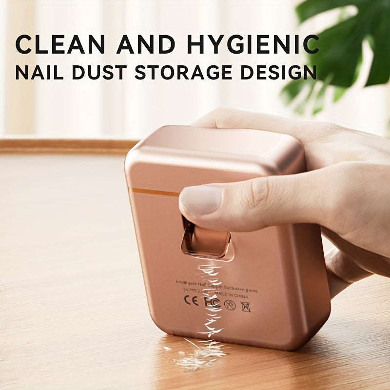 Rechargeable Electric Nail Clipper for Adults with Silent LED Light and Three-Speed Nail Grinder