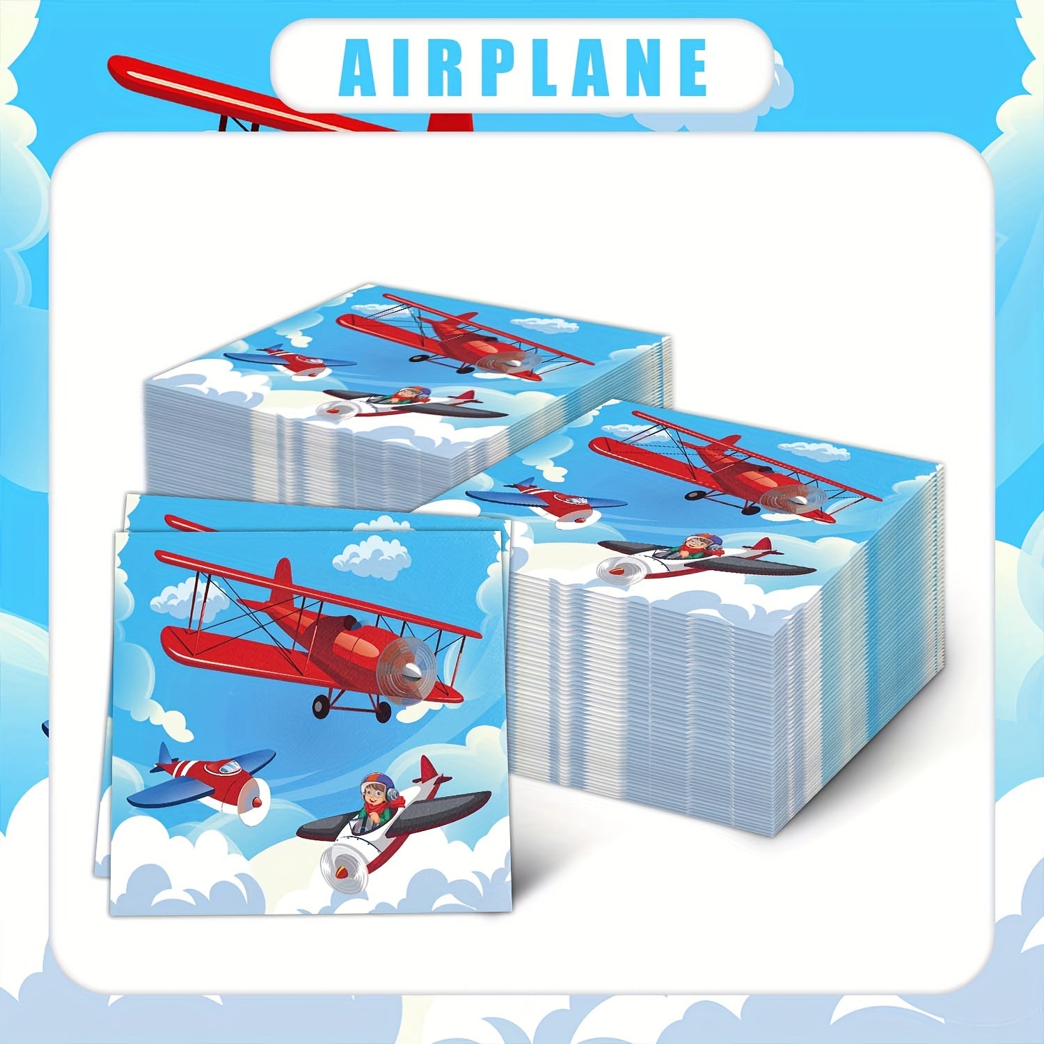 Yashil osmon vertolyot partiyali salfetkalar, tug'ilgan kun stoli bezaklari va sovg'alar uchun