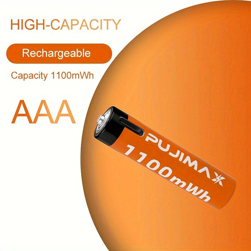 Rechargeable Lithium AA and AAA Batteries with Type-C Charging Port 3400mWh and 1100mWh