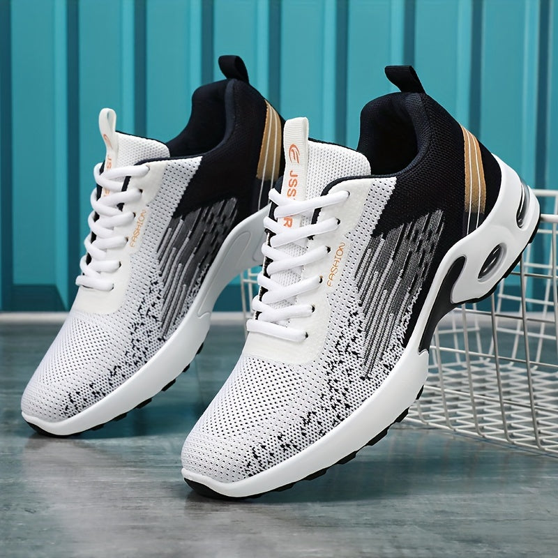 Men's Color Block Breathable Running Shoes with Lace-Up Design and Rubber Sole