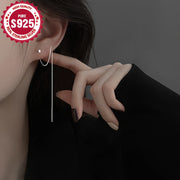 925 пробы серебряные серьги-капельки и висячие с простым пасторальным стилем - с длинными кисточками-нитями, без покрытия, легкие и гипоаллергенные ушные иглы. Эти элегантные модные серьги идеально подходят для всех сезонов, подходят как для спорта, так и