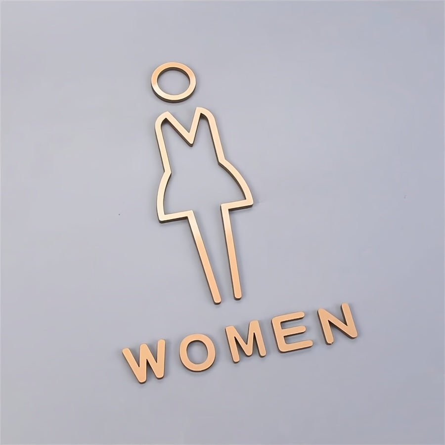 3D Acrylic Bathroom Sign with Arrow No Power Required Easy to Apply for Home and Business