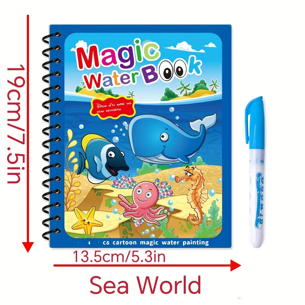 Watercolor Magic Coloring Book for Kids 8 Pages with Watercolor Pen