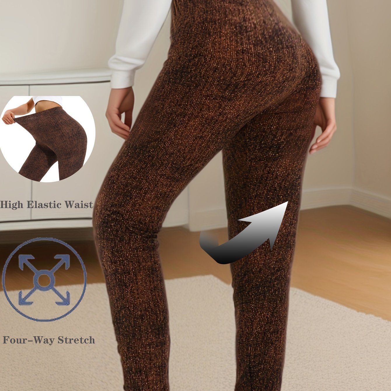 Women's High Elastic Hemp Dot Skinny Leggings for Workout and Casual Wear