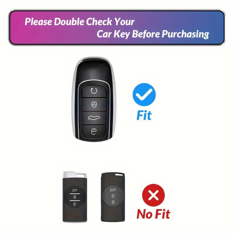 Car Remote Key Fob Cover Shell with Keyring for SUV Universal Black