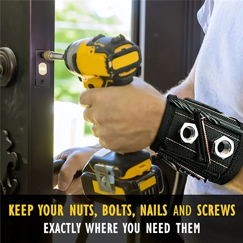 Magnetic Tool Wristband Waterproof Fabric Red Adjustable DIY Repair Organizer