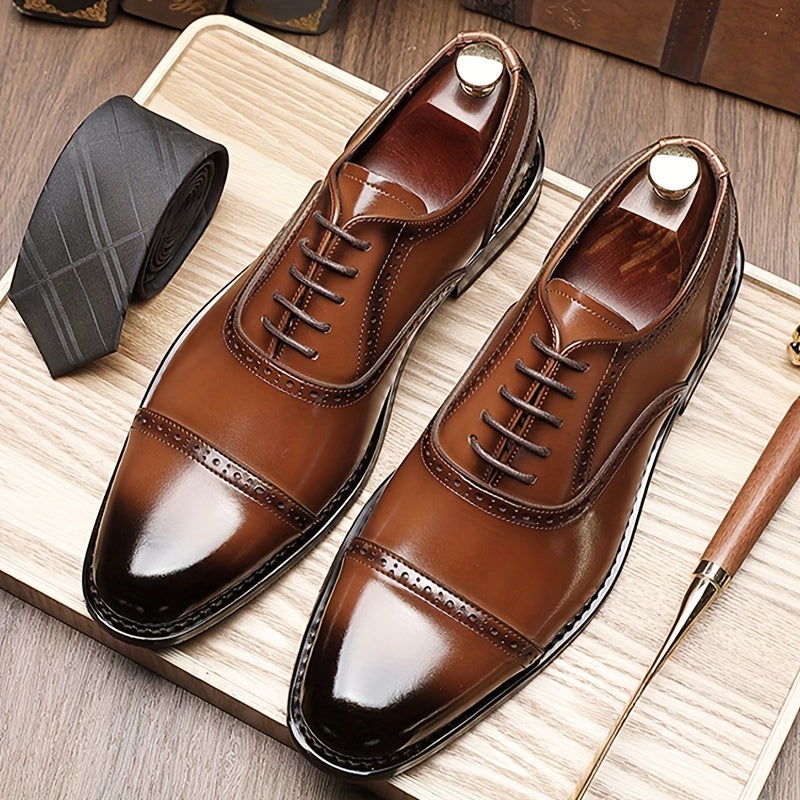 Мужские классические оксфорды из кожи с каплевидным носком, противоскользящая резиновая подошва, деловая обувь
